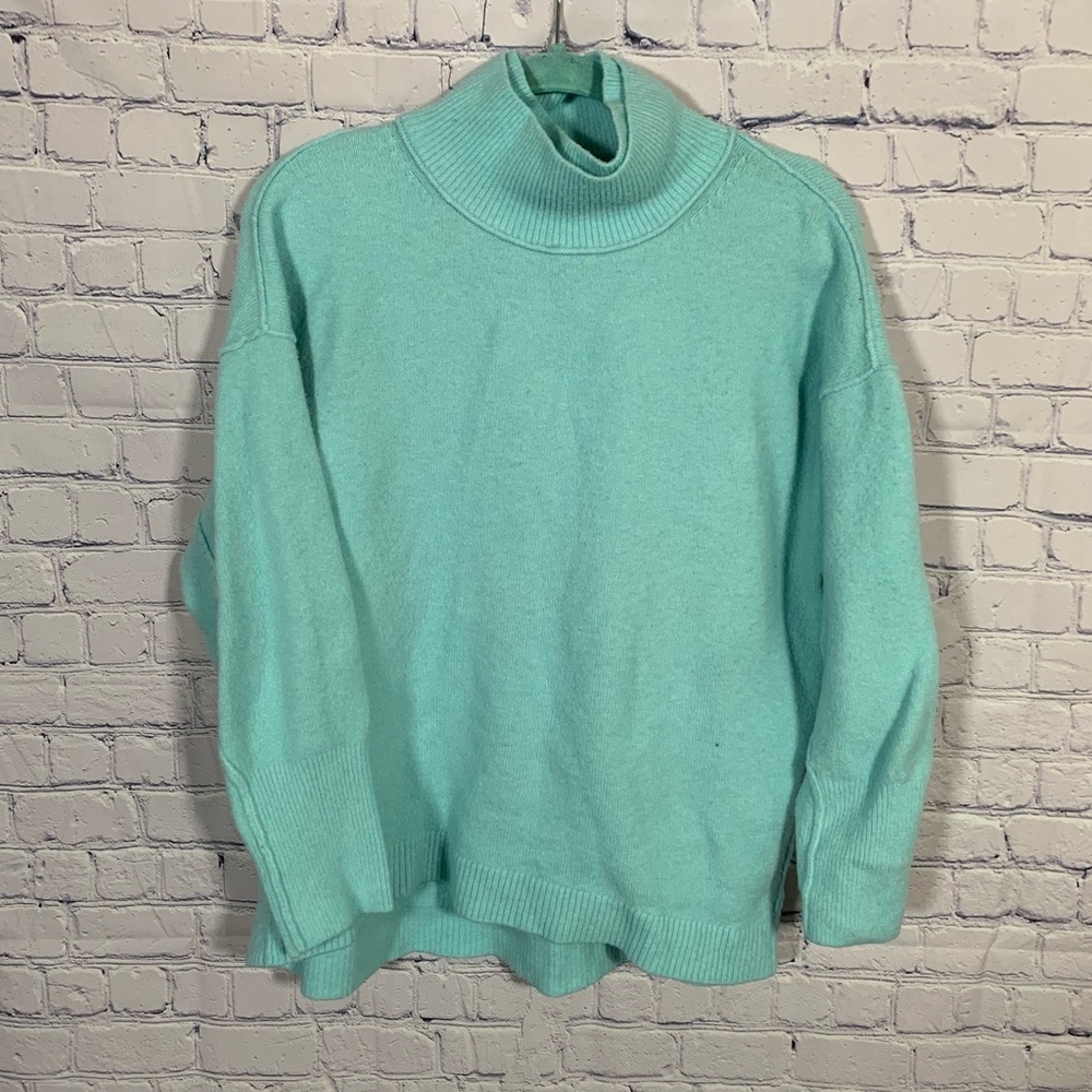 Free People Womens Oversized Mock Neck Sweater Blue Size S Casual Lagenlook